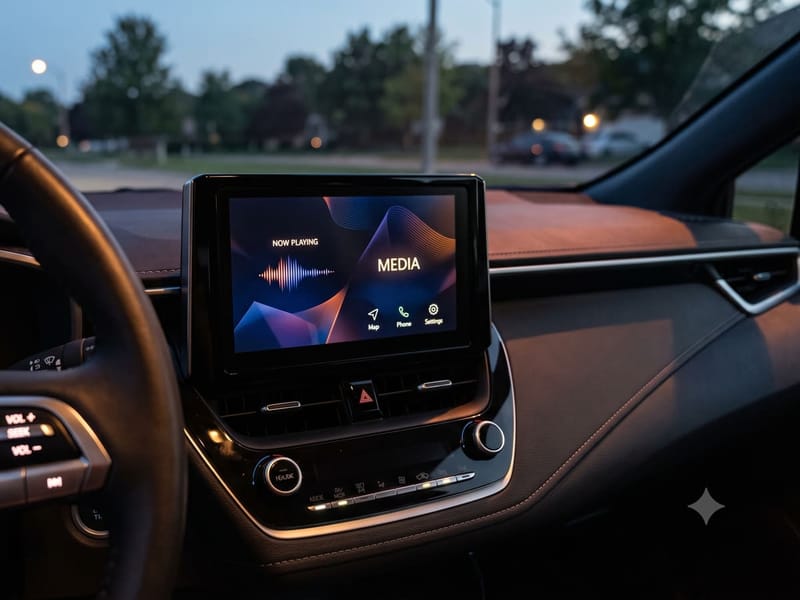 Modern touchscreen head unit installed in a clean dashboard