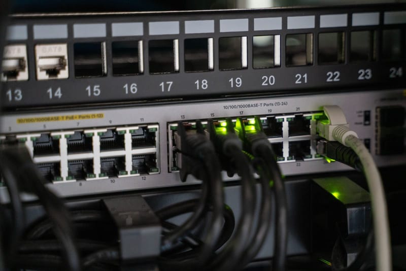 Neatly terminated network patch panel and switch