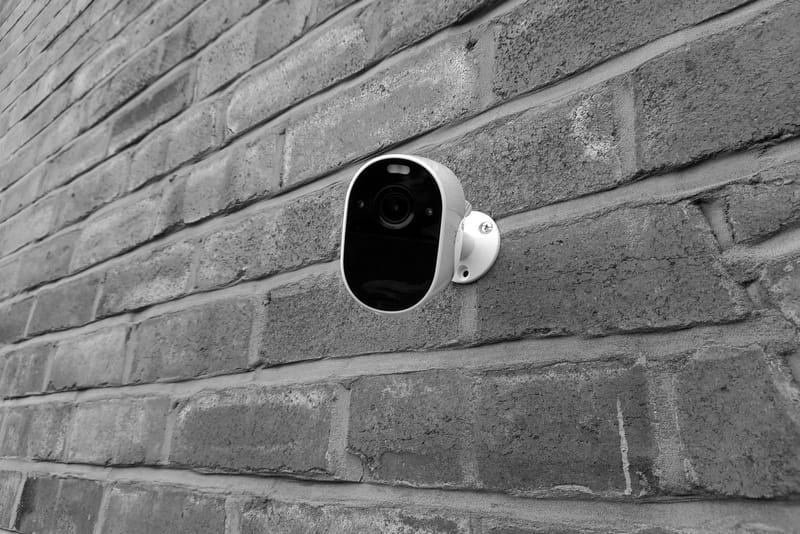 Security camera mounted under a home's eave