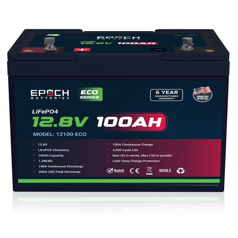 EPOCH 12V 100Ah Eco Series LiFePO4 Battery (1 of 3)