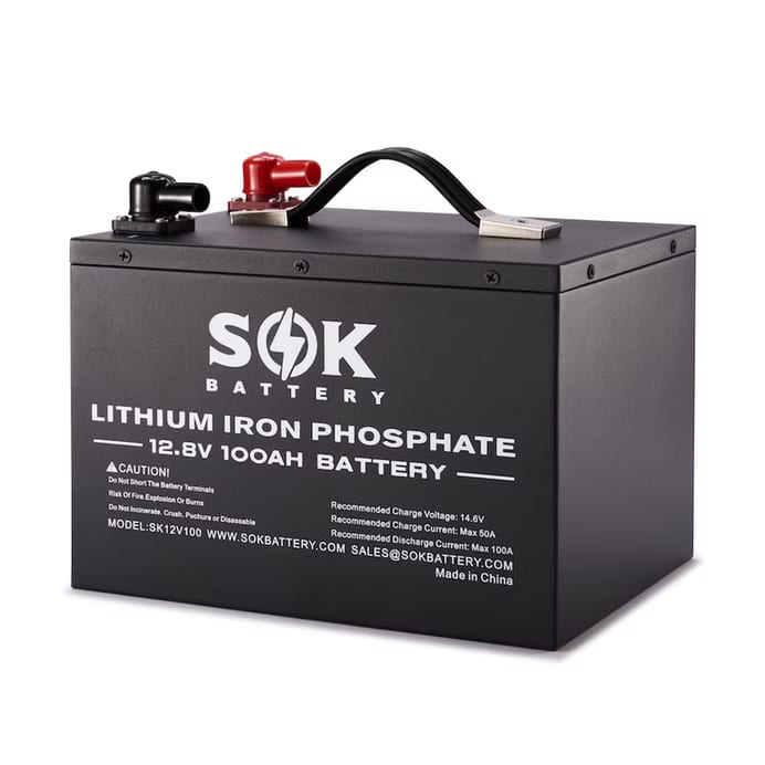 SOK 12V 100Ah LiFePO4 Battery - metal box, Bluetooth, heater pad (1 of 2)