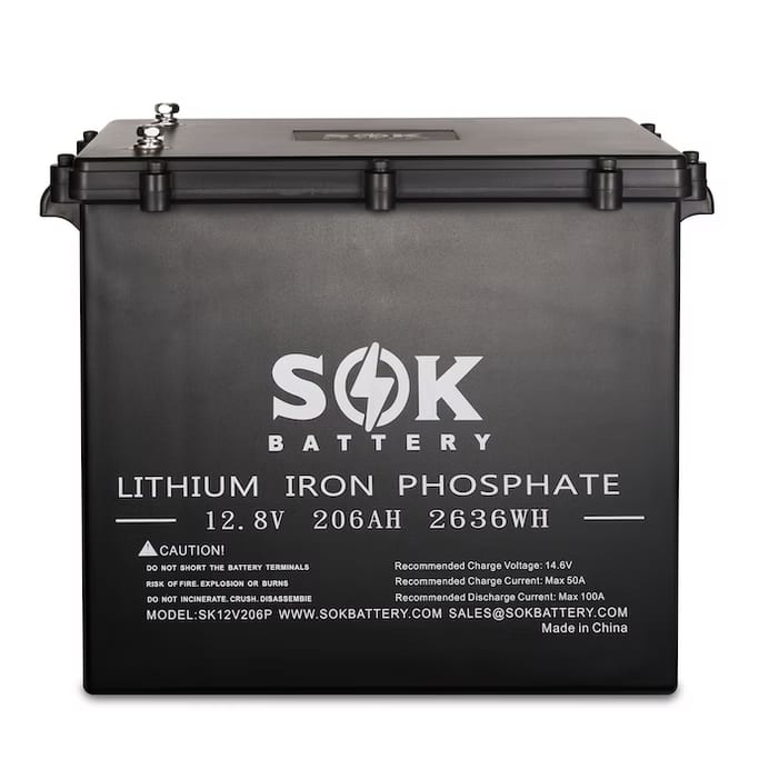 SOK 12V 206Ah LiFePO4 Battery - plastic box, Bluetooth, heater pad (1 of 2)